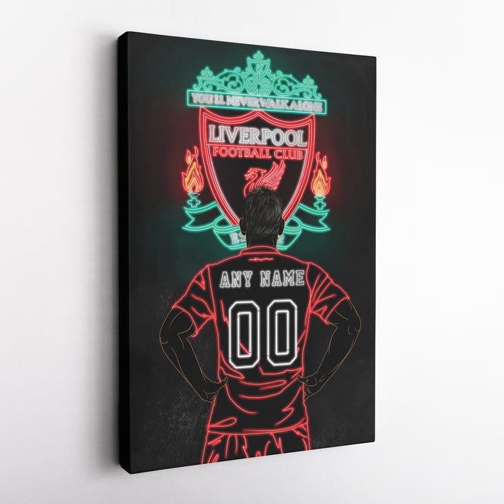 Liverpool Personalized Jersey Canvas | Neon Wall Art
