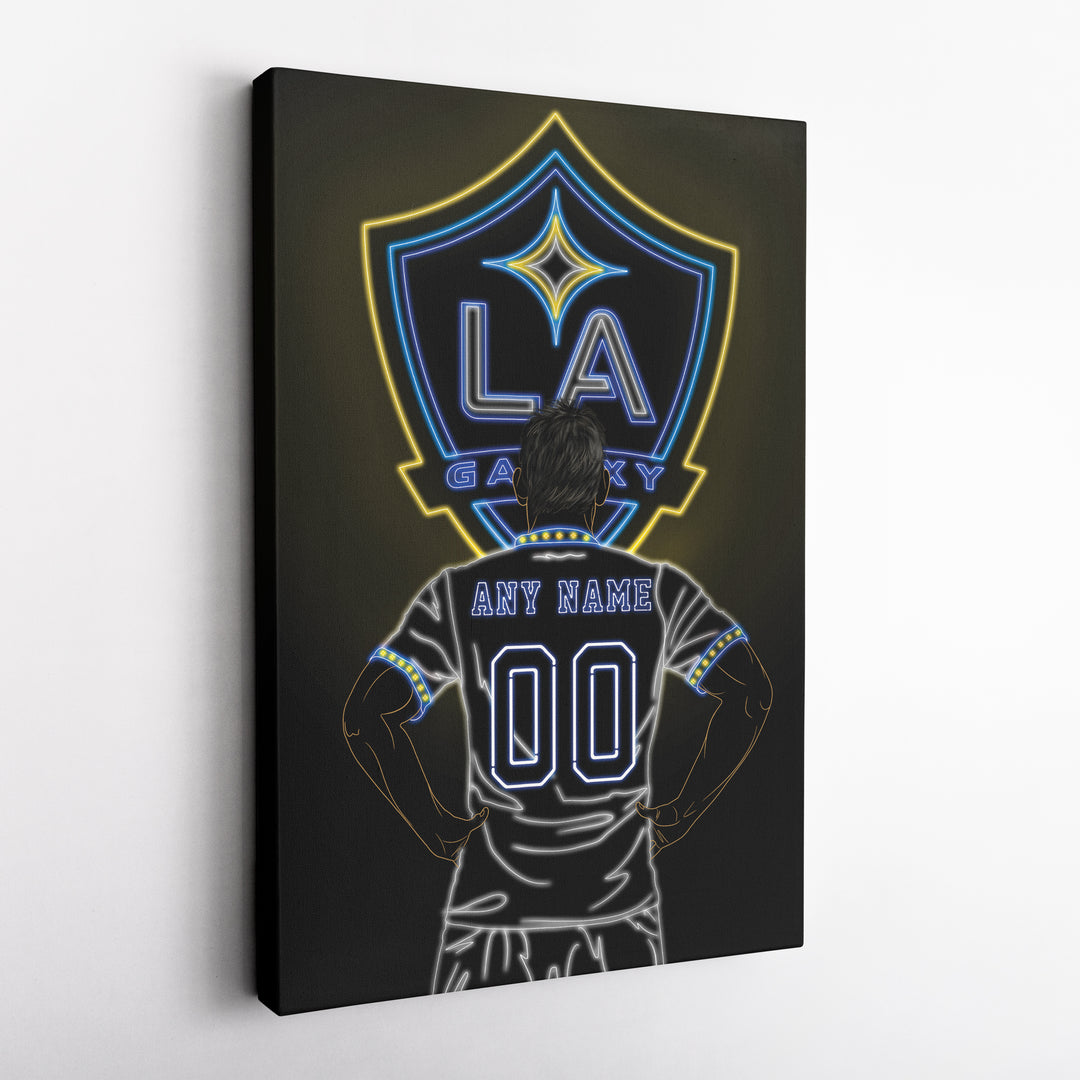 LA Galaxy Personalized Jersey Canvas | Neon Wall Art