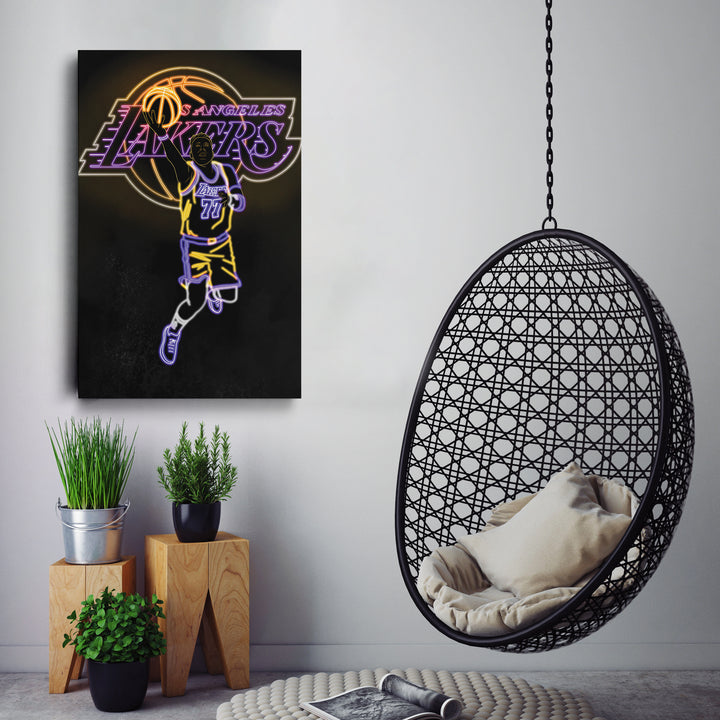 Luka Dončić Neon Canvas Art | Lakers Wall Decor