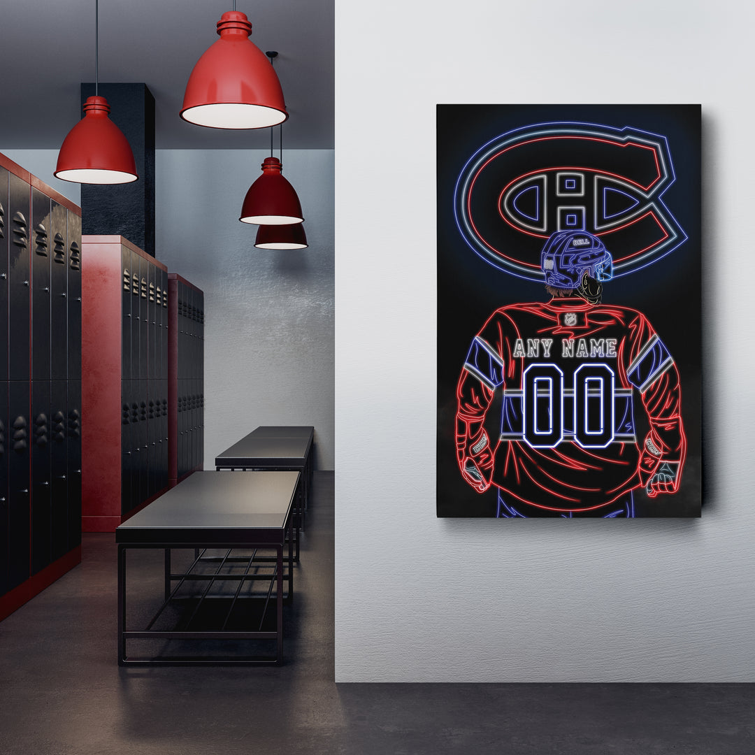Montreal Canadiens Personalized Jersey Canvas | Neon Wall Art