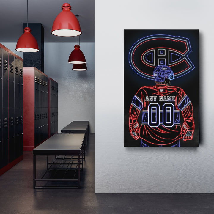 Montreal Canadiens Personalized Jersey Canvas | Neon Wall Art