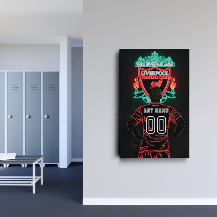 Liverpool Personalized Jersey Canvas | Neon Wall Art