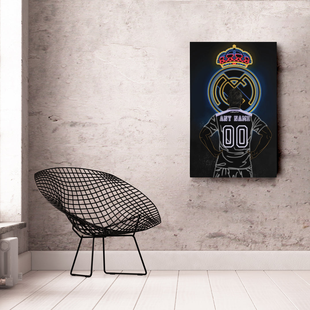 Real Madrid Personalized Jersey Canvas | Neon Wall Art