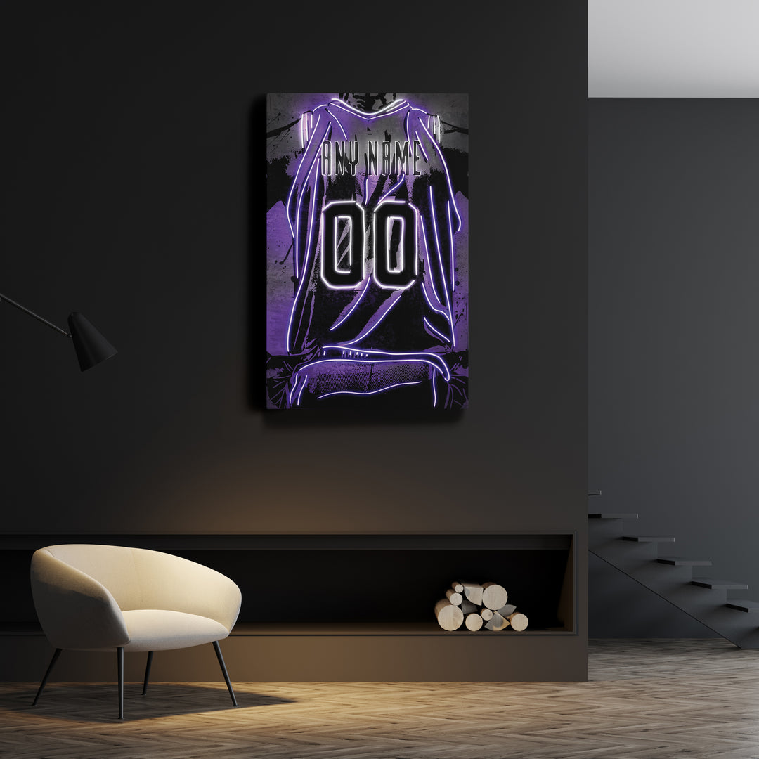 Sacramento Kings Custom Jersey Canvas | Neon Wall Art