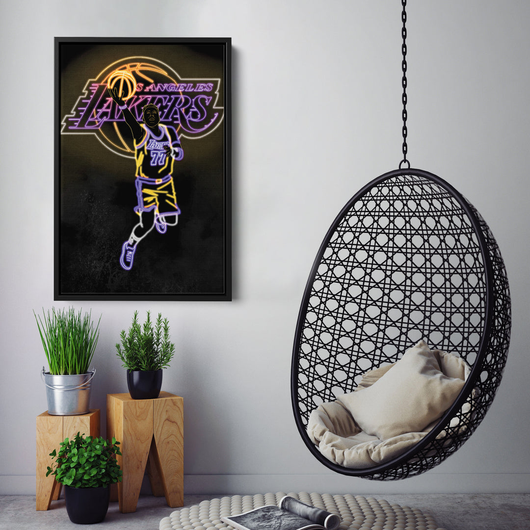 Luka Dončić Neon Canvas Art | Lakers Wall Decor