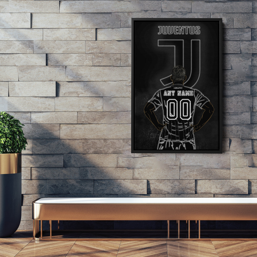 Juventus Personalized Jersey Canvas | Neon Wall Art