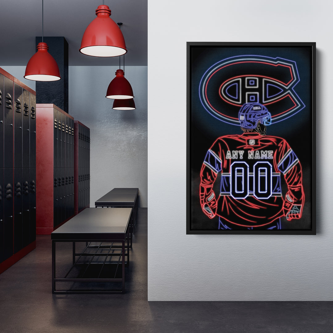 Montreal Canadiens Personalized Jersey Canvas | Neon Wall Art