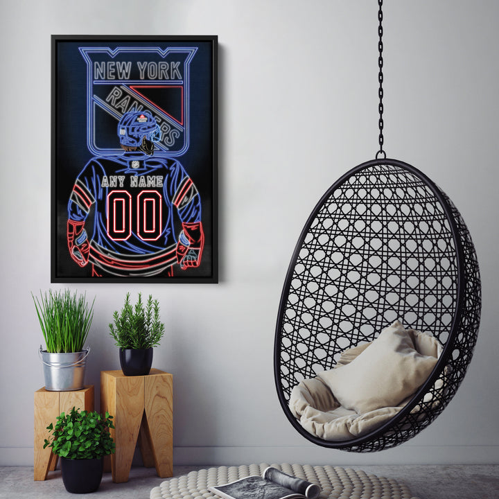 New York Rangers Personalized Jersey Canvas | Neon Wall Art