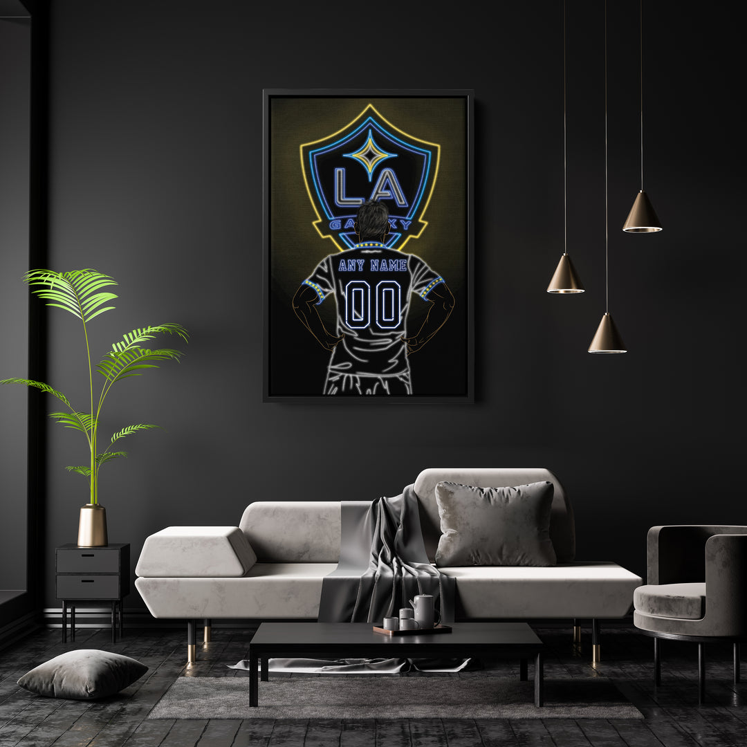 LA Galaxy Personalized Jersey Canvas | Neon Wall Art