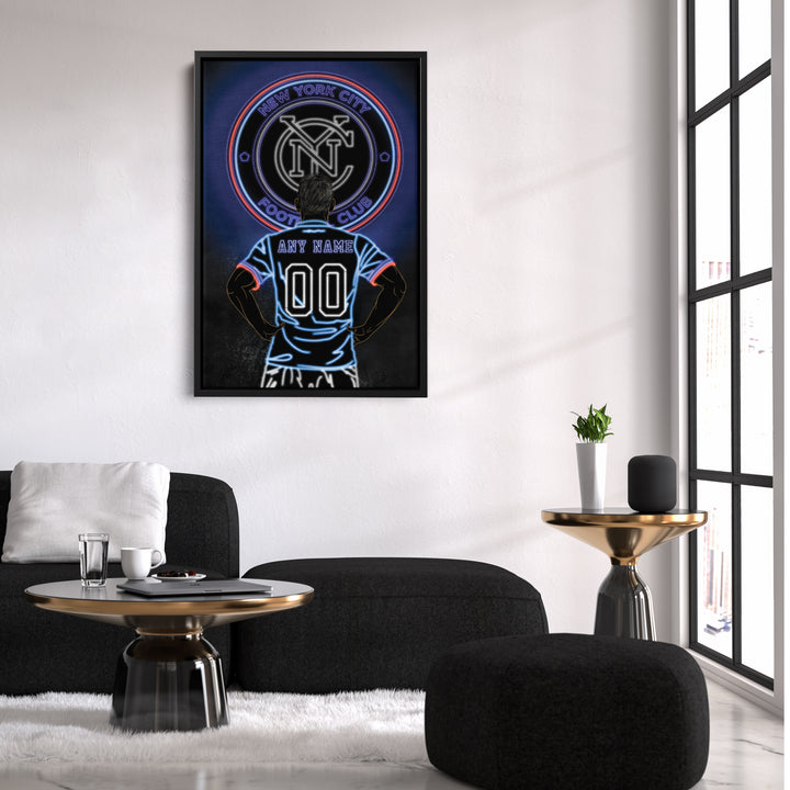 New York City FC Personalized Jersey Canvas | Neon Wall Art