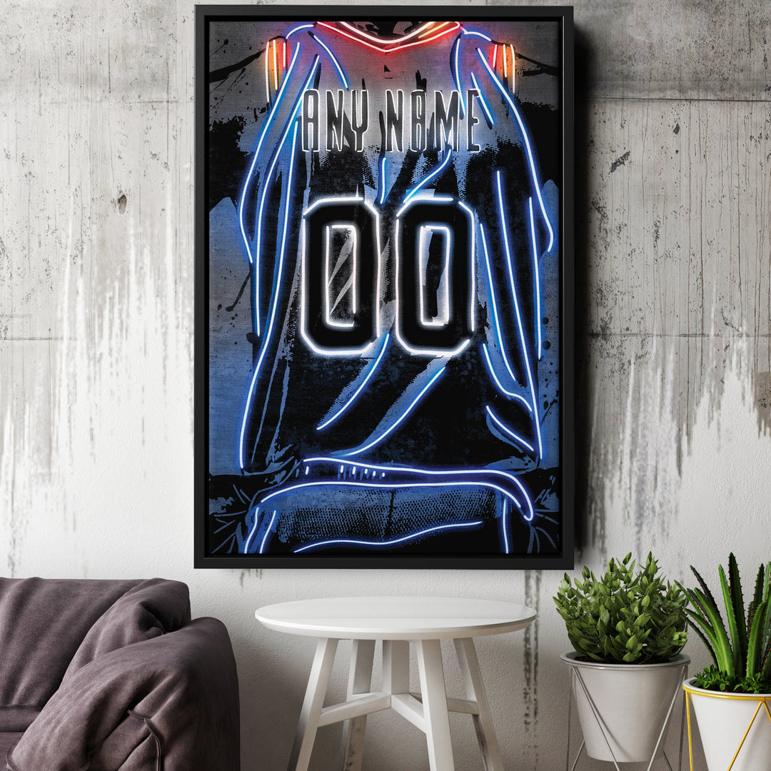 Oklahoma City Thunder Custom Jersey Canvas | Neon Wall Art