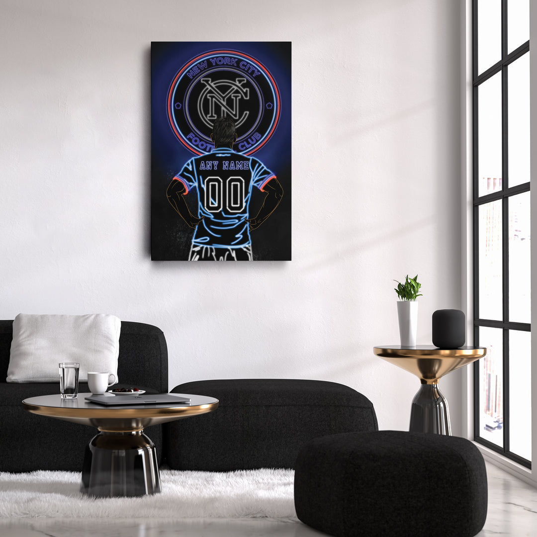New York City FC Personalized Jersey Canvas | Neon Wall Art