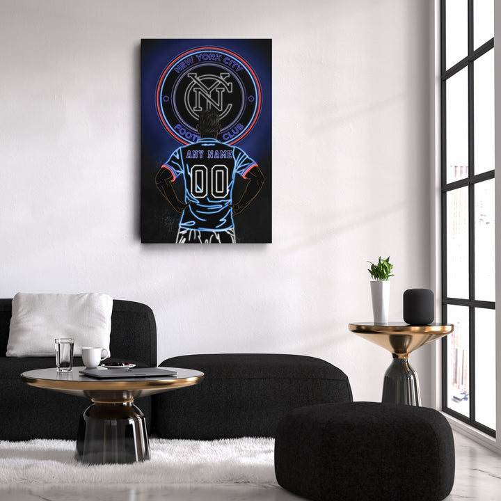 New York City FC Personalized Jersey Canvas | Neon Wall Art