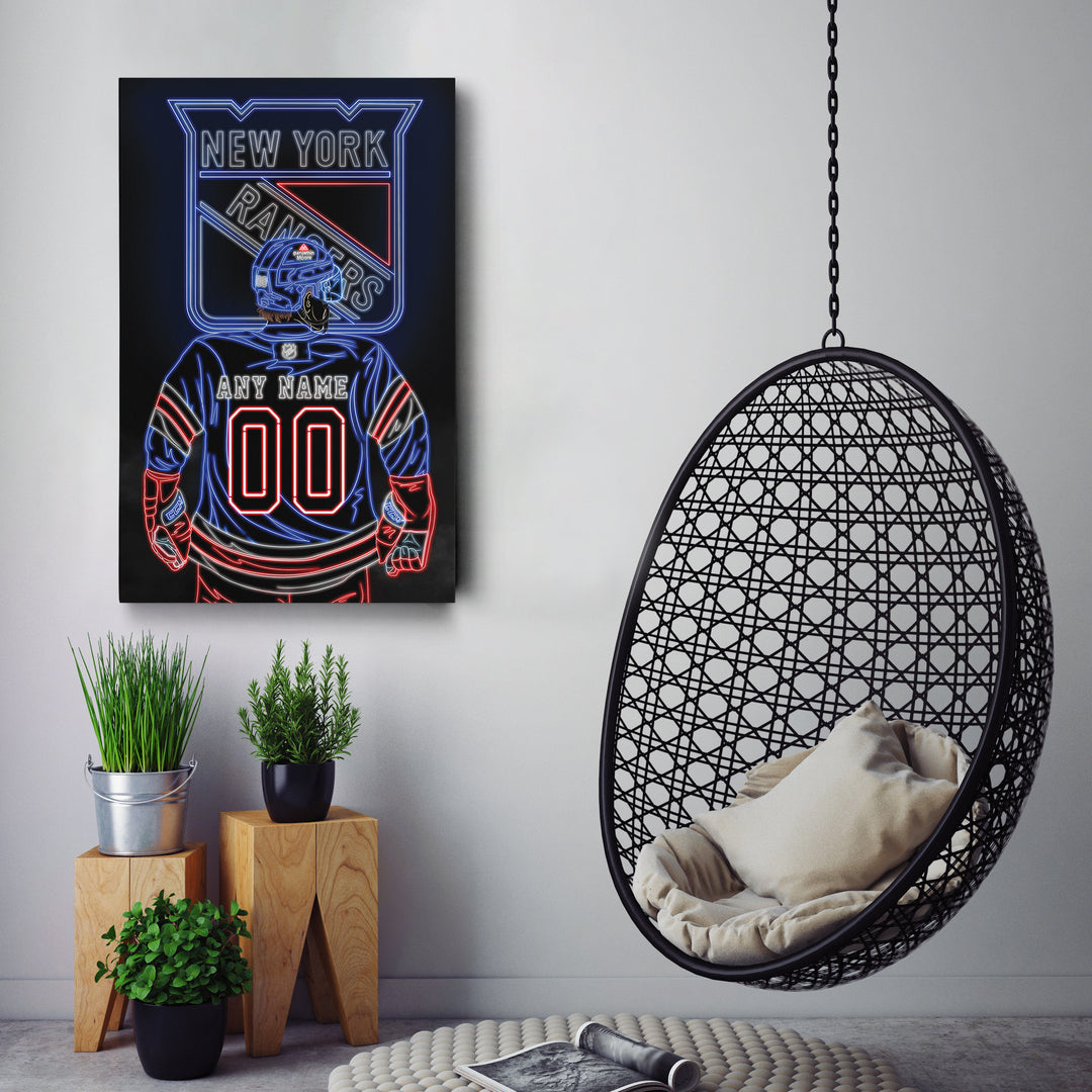 New York Rangers Personalized Jersey Canvas | Neon Wall Art