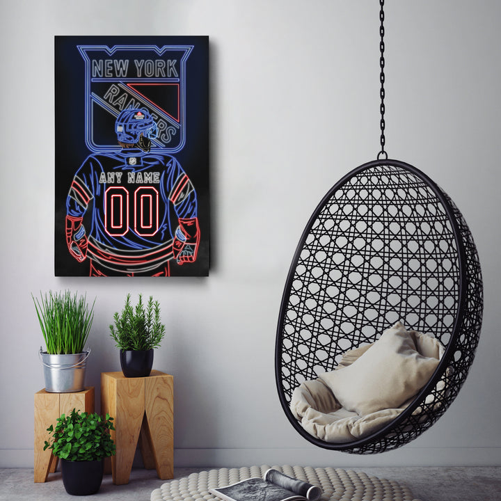New York Rangers Personalized Jersey Canvas | Neon Wall Art