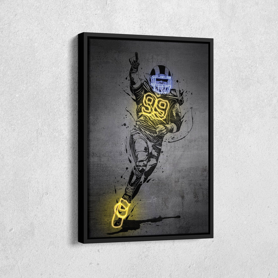 Aaron Donald Neon Canvas Art | Modern Wall Decor for Rams Fans - CanvasNeon