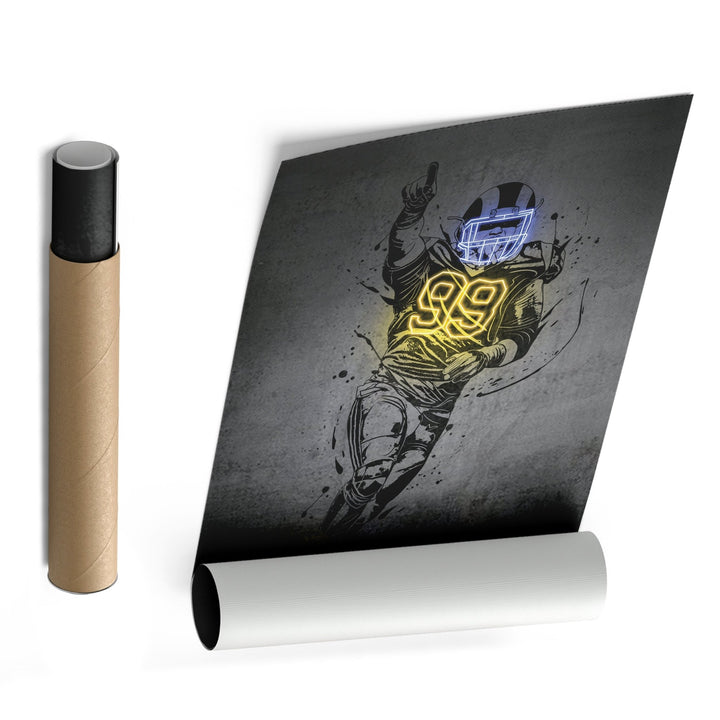 Aaron Donald Neon Canvas Art | Modern Wall Decor for Rams Fans - CanvasNeon