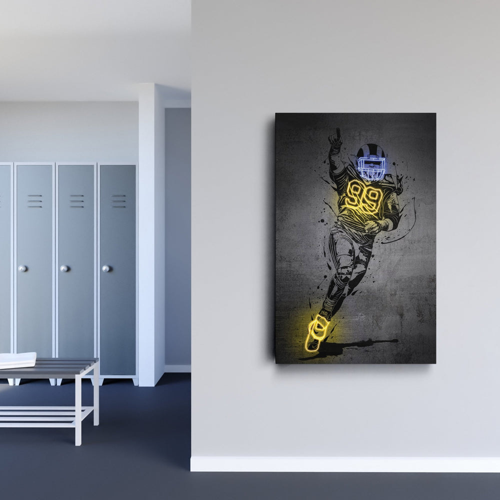 Aaron Donald Neon Canvas Art | Modern Wall Decor for Rams Fans - CanvasNeon