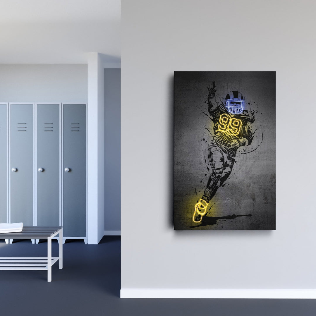Aaron Donald Neon Canvas Art | Modern Wall Decor for Rams Fans - CanvasNeon