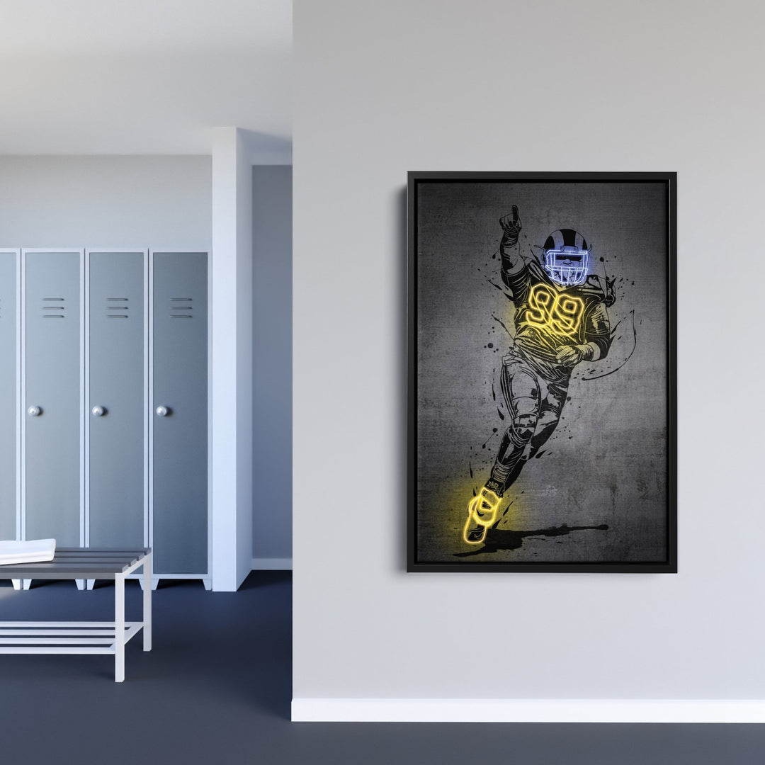 Aaron Donald Neon Canvas Art | Modern Wall Decor for Rams Fans - CanvasNeon