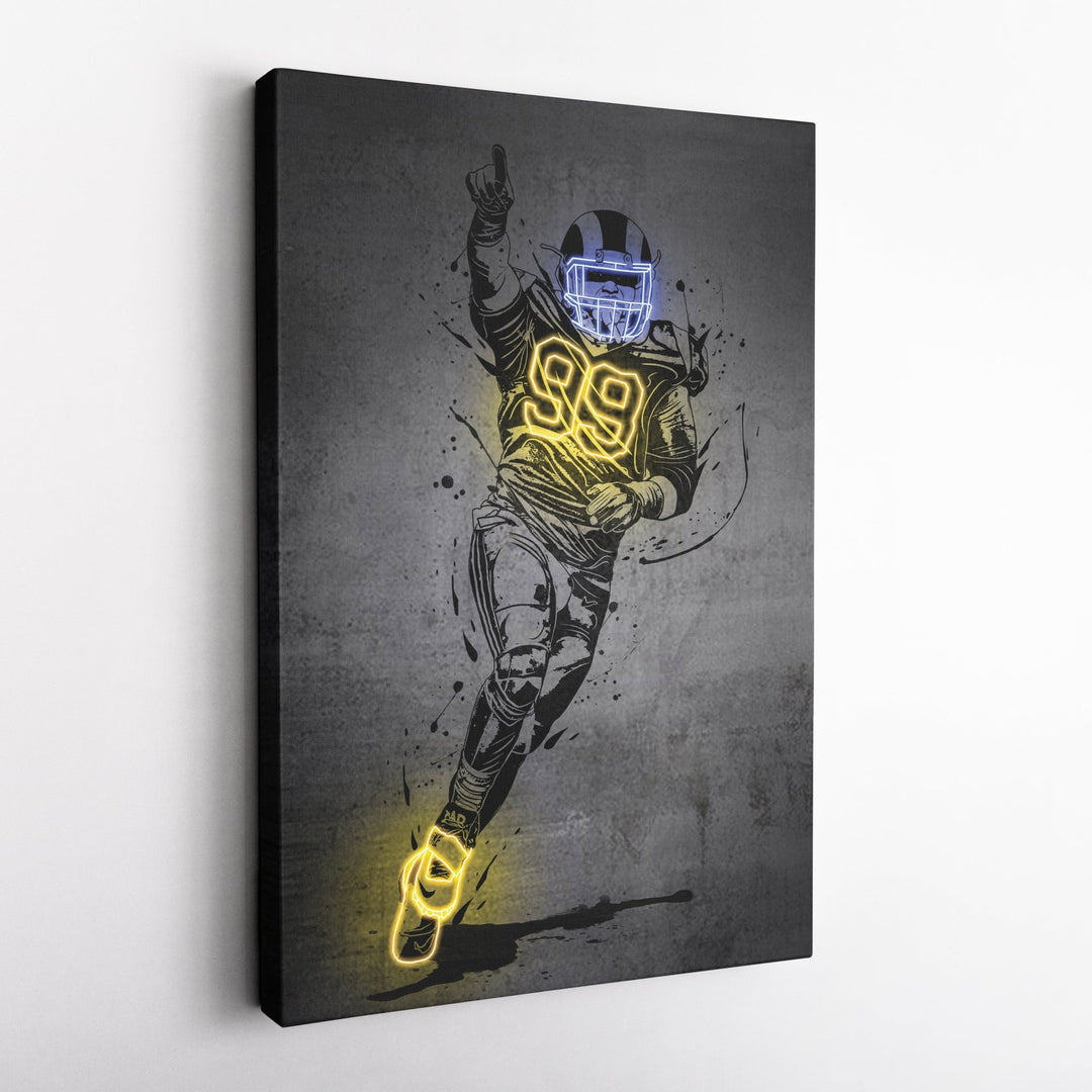 Aaron Donald Neon Canvas Art | Modern Wall Decor for Rams Fans - CanvasNeon