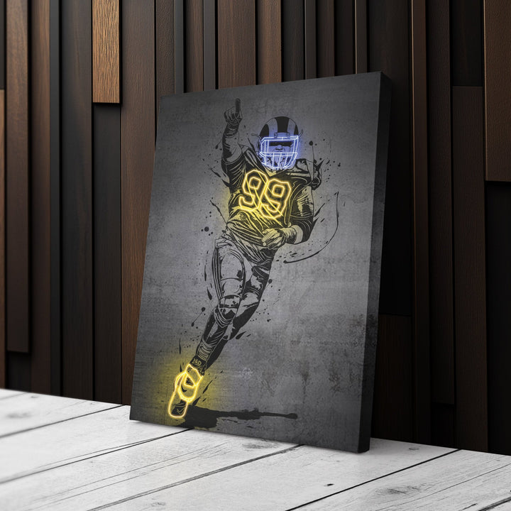 Aaron Donald Neon Canvas Art | Modern Wall Decor for Rams Fans - CanvasNeon