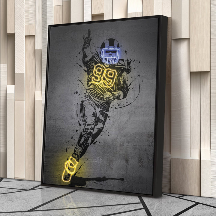Aaron Donald Neon Canvas Art | Modern Wall Decor for Rams Fans - CanvasNeon
