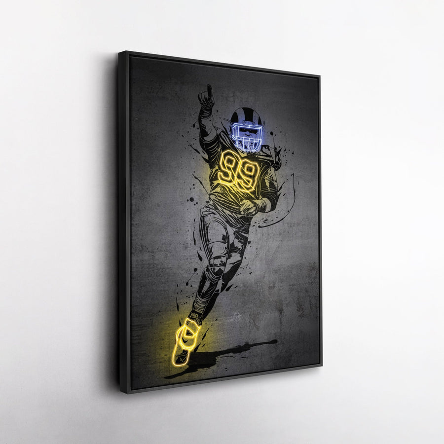 Aaron Donald Neon Canvas Art | Modern Wall Decor for Rams Fans - CanvasNeon