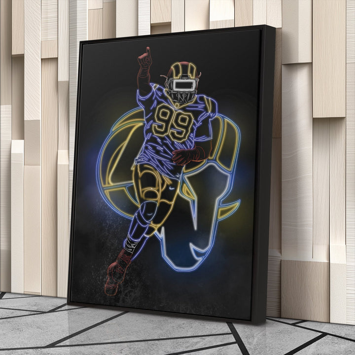 Aaron Donald Neon Canvas Art | Rams Wall Decor - CanvasNeon