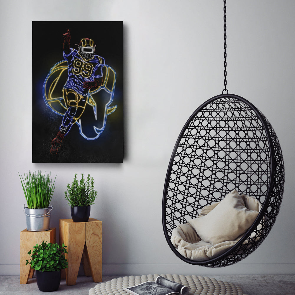 Aaron Donald Neon Canvas Art | Rams Wall Decor - CanvasNeon