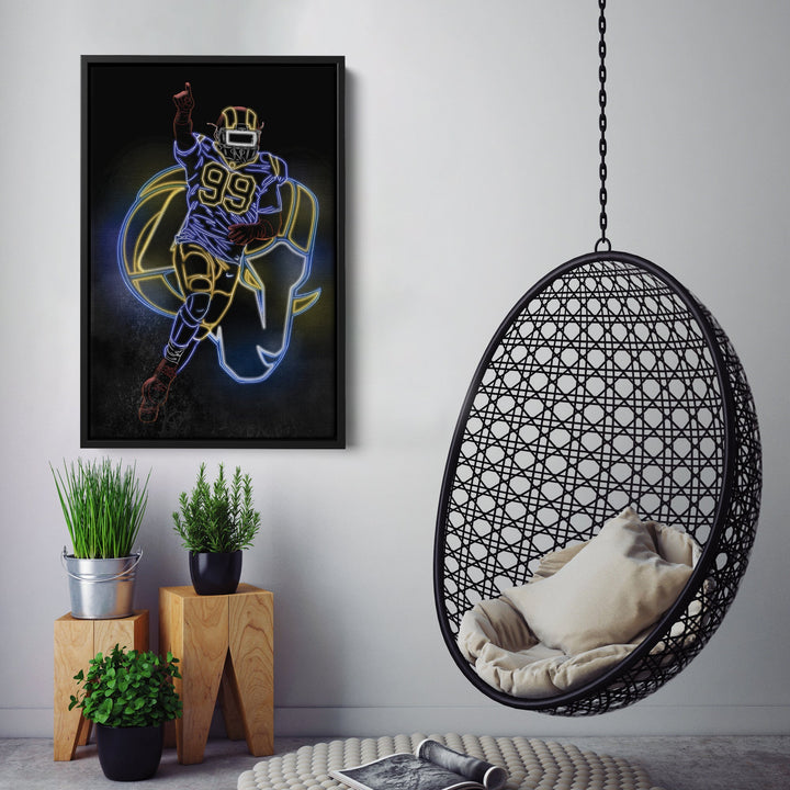 Aaron Donald Neon Canvas Art | Rams Wall Decor - CanvasNeon