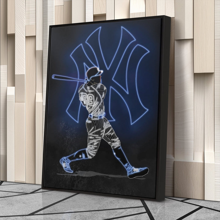 Aaron Judge Neon Canvas Art | Yankees Wall Decor - CanvasNeon
