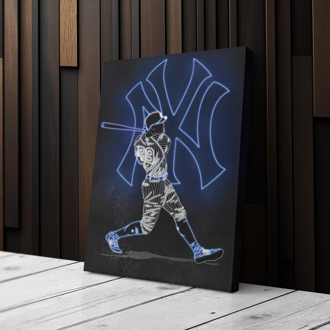 Aaron Judge Neon Canvas Art | Yankees Wall Decor - CanvasNeon