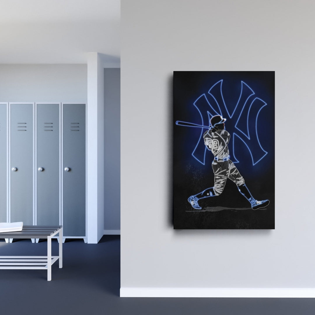 Aaron Judge Neon Canvas Art | Yankees Wall Decor - CanvasNeon