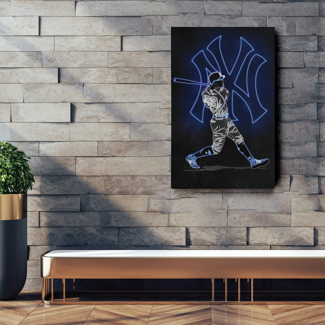 Aaron Judge Neon Canvas Art | Yankees Wall Decor - CanvasNeon