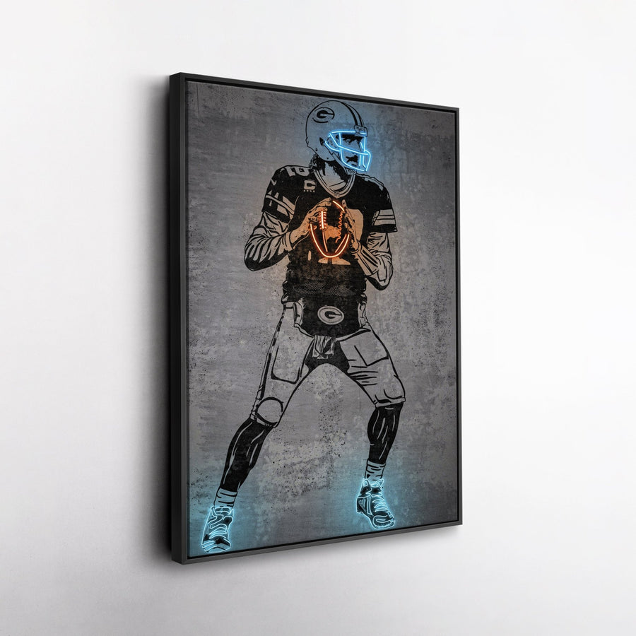 Aaron Rodgers Neon Canvas Art | Modern Wall Decor for Packers Fans - CanvasNeon