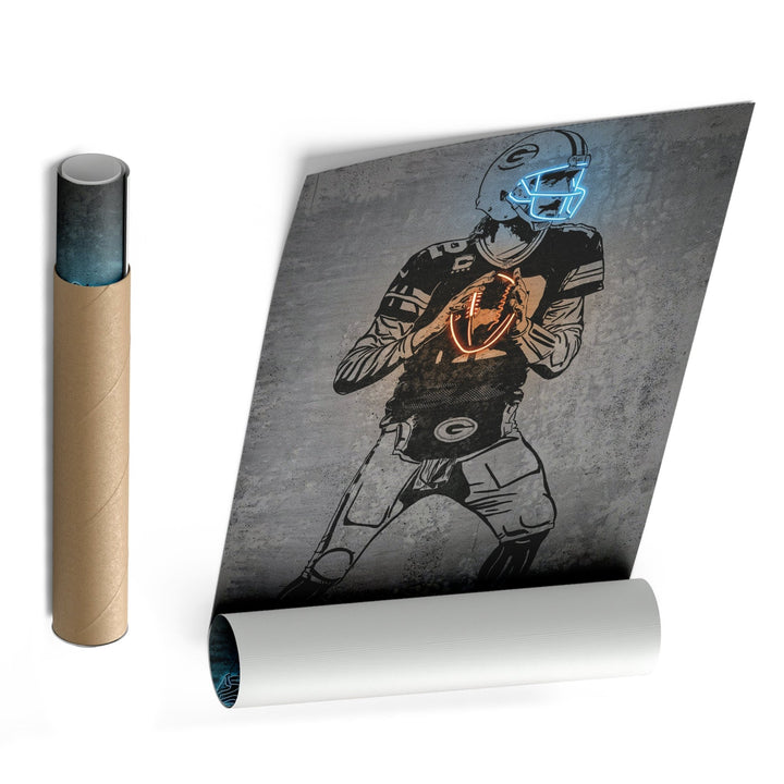 Aaron Rodgers Neon Canvas Art | Modern Wall Decor for Packers Fans - CanvasNeon
