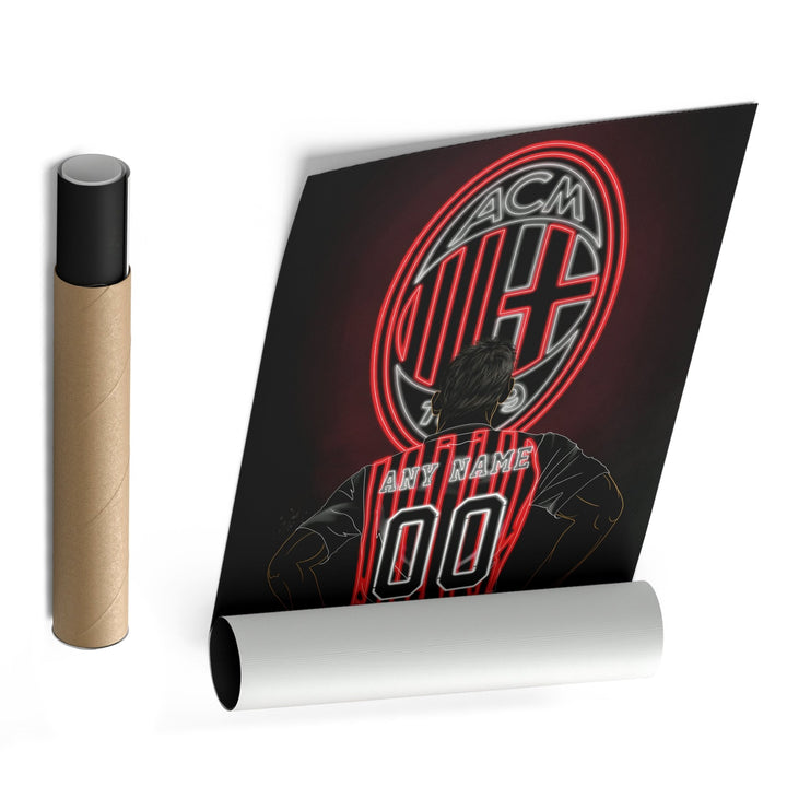 AC Milan Personalized Jersey Canvas | Neon Wall Art - CanvasNeon