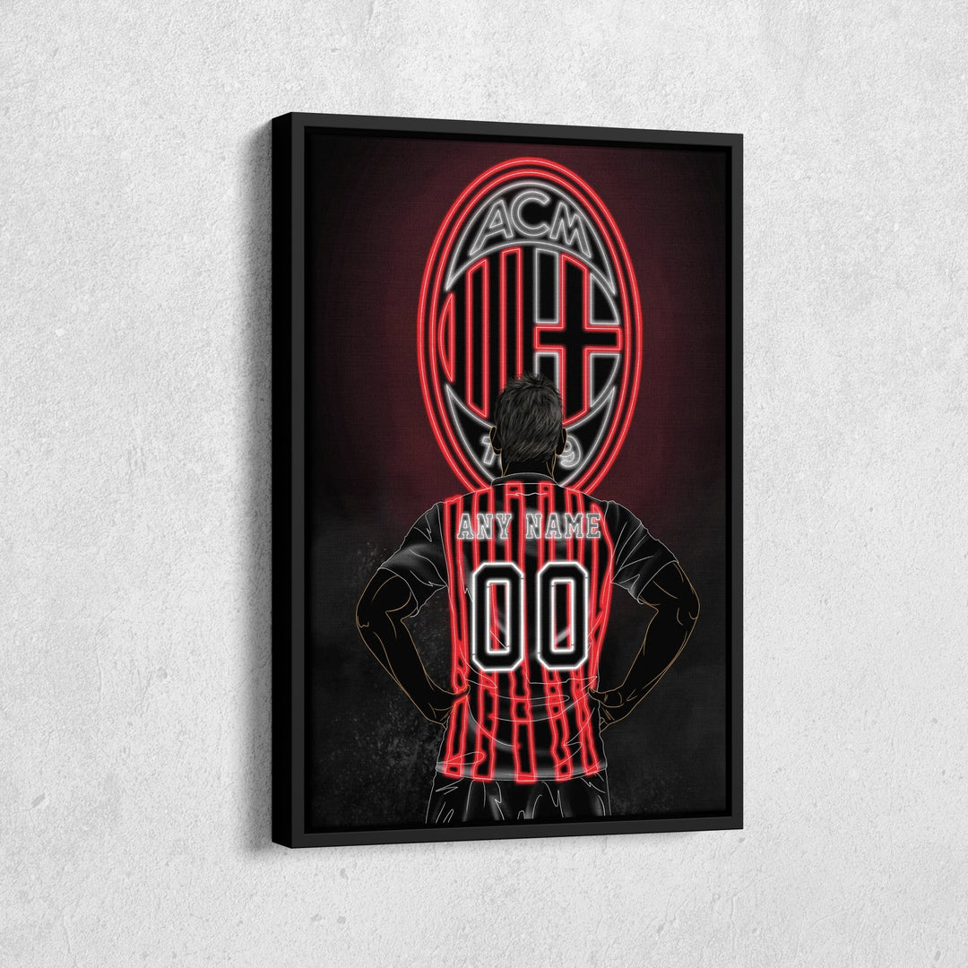 AC Milan Personalized Jersey Canvas | Neon Wall Art - CanvasNeon