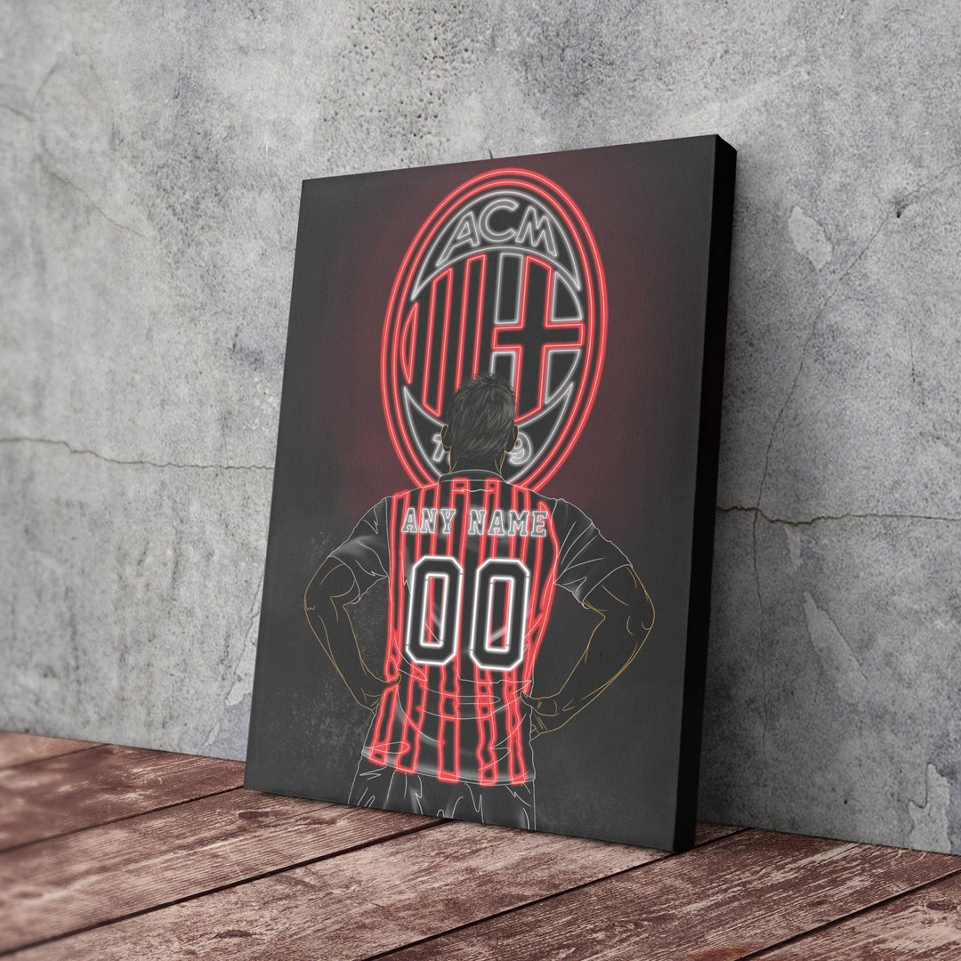 AC Milan Personalized Jersey Canvas | Neon Wall Art - CanvasNeon