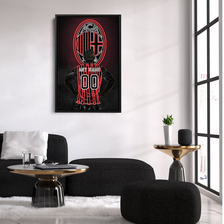 AC Milan Personalized Jersey Canvas | Neon Wall Art - CanvasNeon