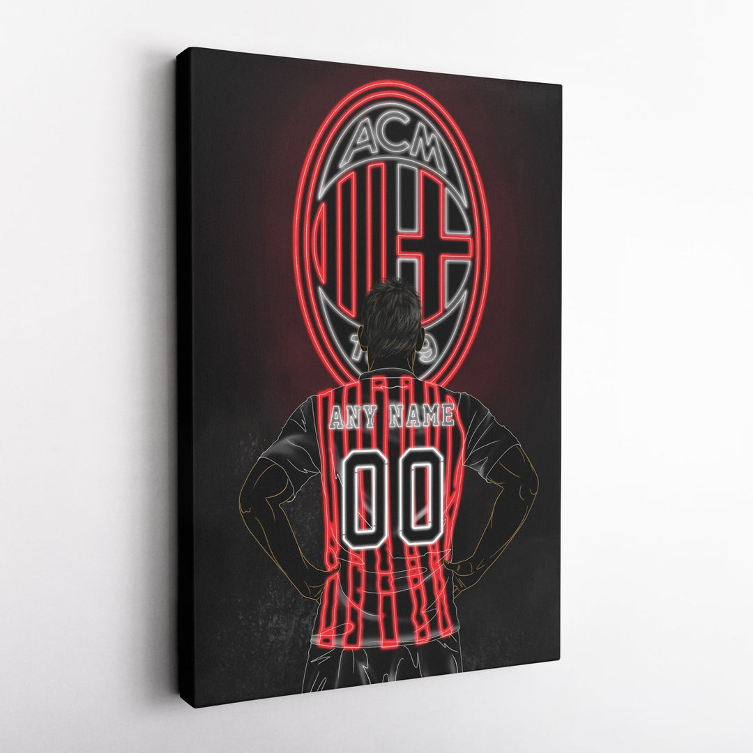 AC Milan Personalized Jersey Canvas | Neon Wall Art - CanvasNeon