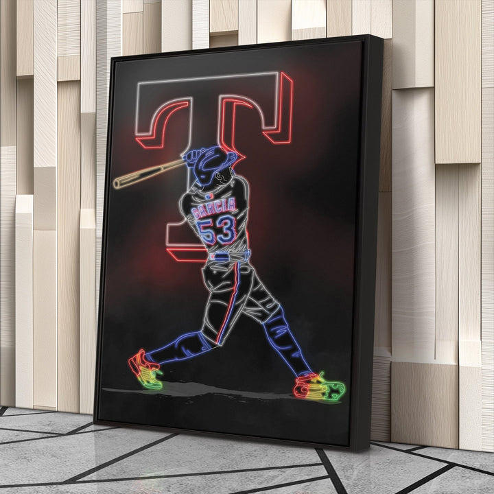 Adolis Garcia Neon Canvas Art | Rangers Wall Decor - CanvasNeon