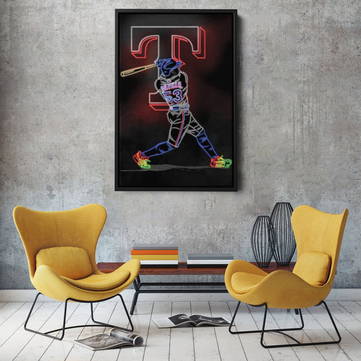 Adolis Garcia Neon Canvas Art | Rangers Wall Decor - CanvasNeon