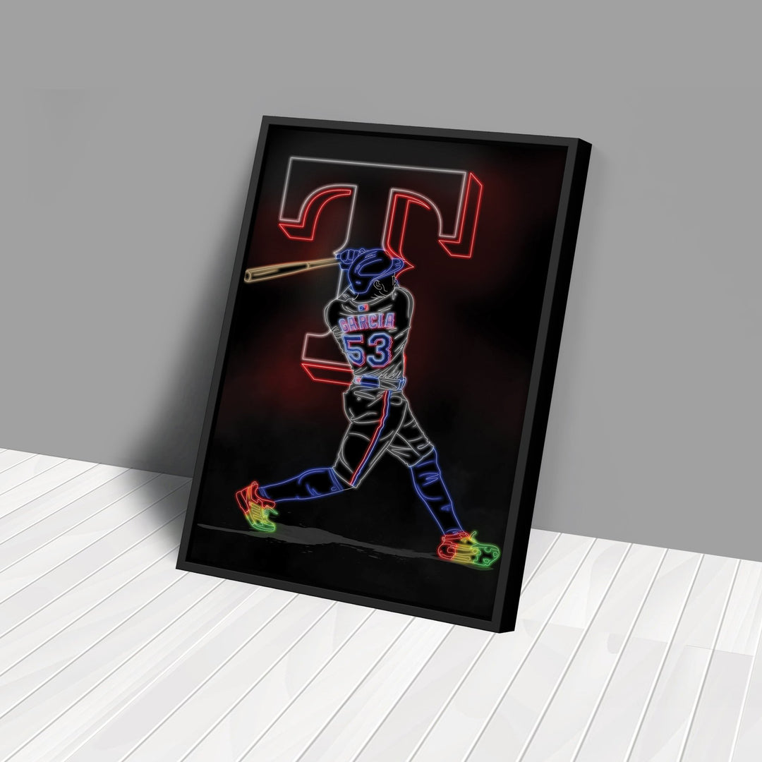 Adolis Garcia Neon Canvas Art | Rangers Wall Decor - CanvasNeon