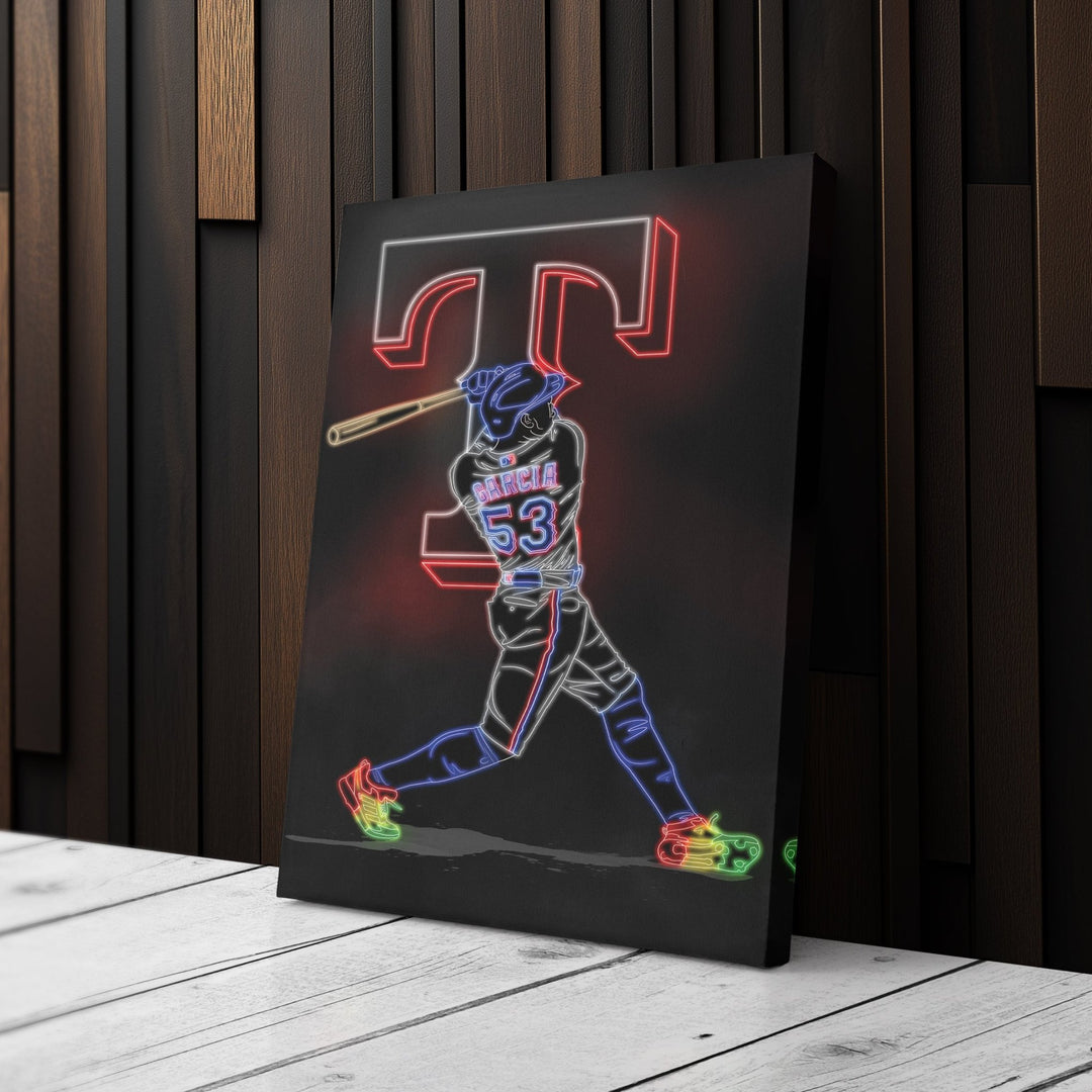Adolis Garcia Neon Canvas Art | Rangers Wall Decor - CanvasNeon