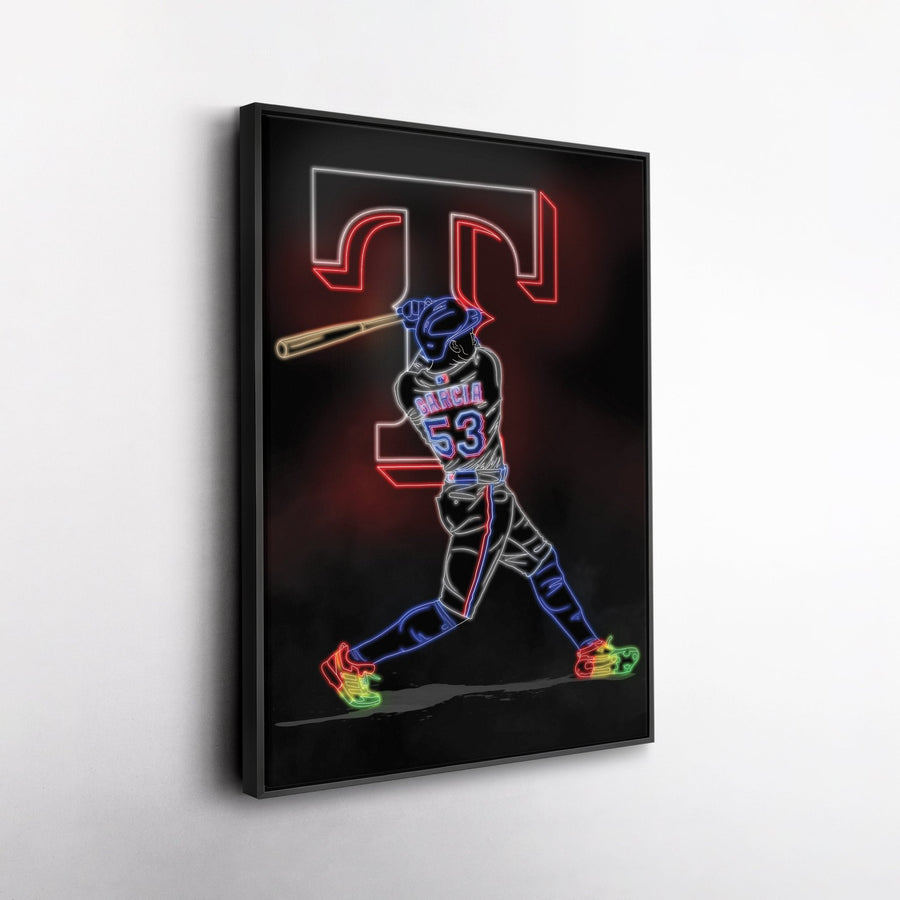 Adolis Garcia Neon Canvas Art | Rangers Wall Decor - CanvasNeon