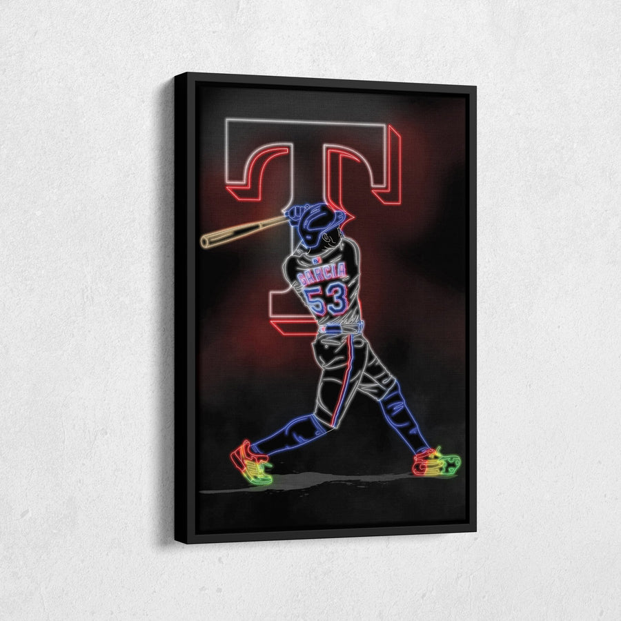 Adolis Garcia Neon Canvas Art | Rangers Wall Decor - CanvasNeon