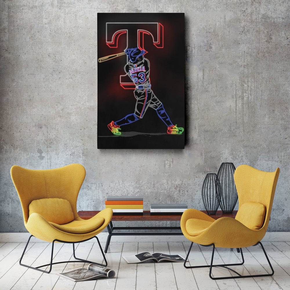 Adolis Garcia Neon Canvas Art | Rangers Wall Decor - CanvasNeon