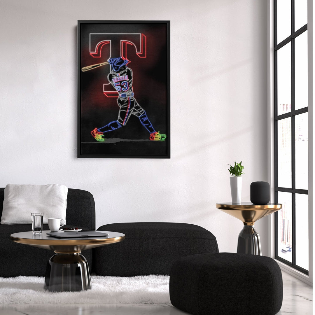 Adolis Garcia Neon Canvas Art | Rangers Wall Decor - CanvasNeon